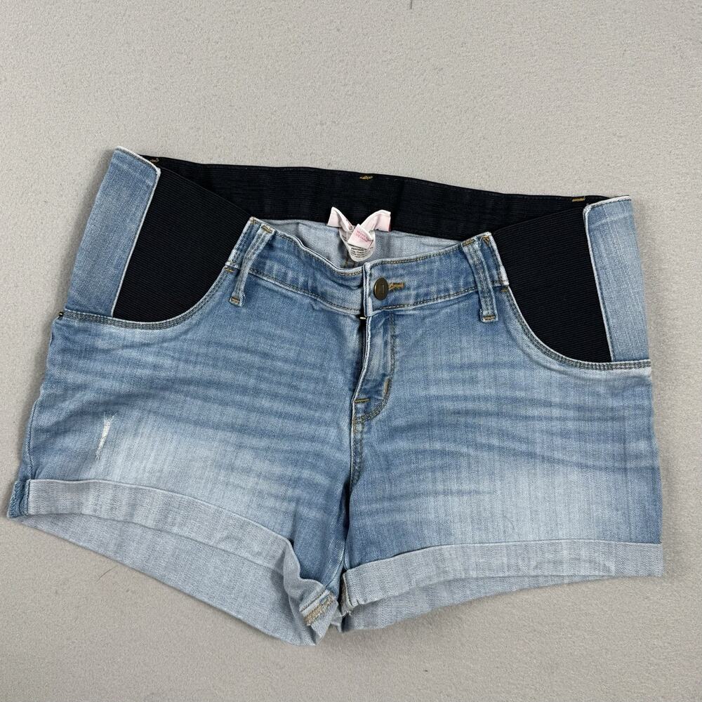 Ingrid & Isabel Maternity Denim Midi Shorts Women’s Size 8/29 Cuffed Stretch